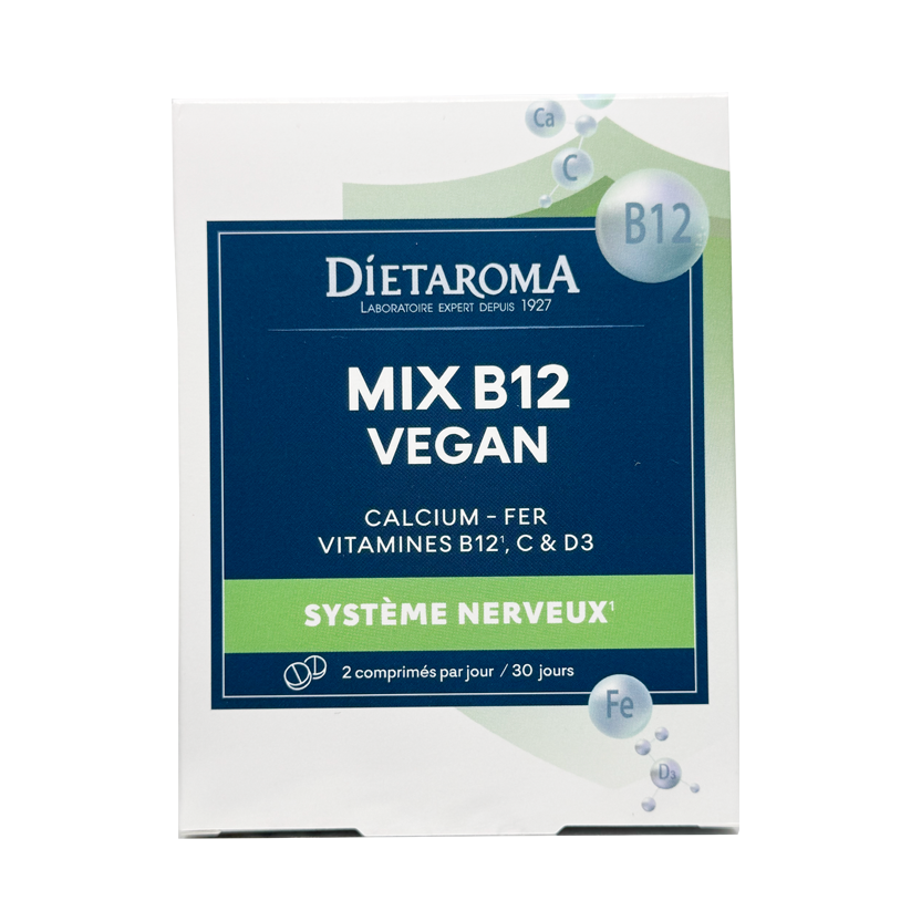 Mix B12 Vegan Calcium - Fer - Vitamines B12, C & D3 Comprimés